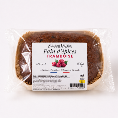 pain d'epices 200 GR pur miel Framboise Maison DARNIS